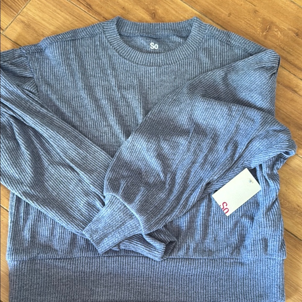 SO Blue Crop Top with Ribbed Details